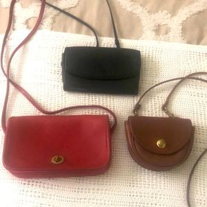 Vintage Coach Bag Lot - 100% leather and authentic Black, Red & British Tan